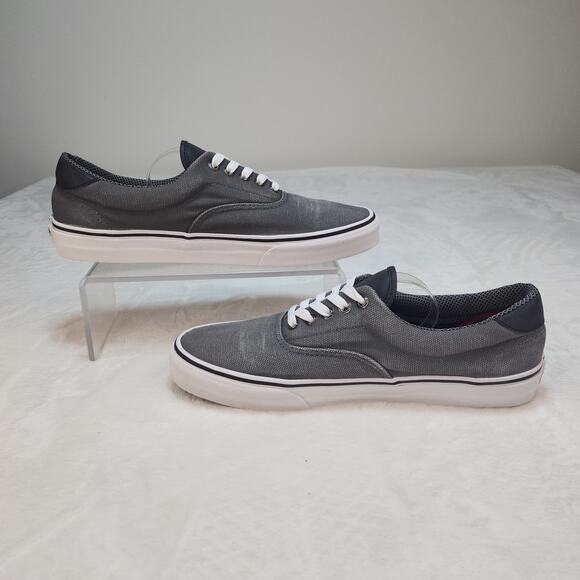 Vans Shoes Mens 12 Gray White Era Low Tops Fabric Canvas Skater Grunge Preppy - Picture 3 of 14
